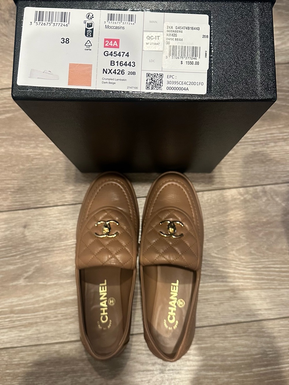 CHANEL Quilted CC Logo Leather Loafers in Tan Brown - Picture 5 of 5